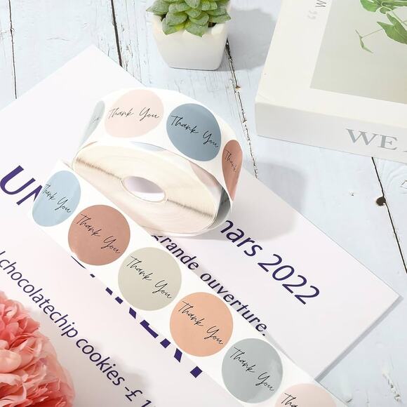 New 500 Piece Roll Self-Adhesive Morandi Thank You Stickers - 6 Designs - Picture 4 of 4